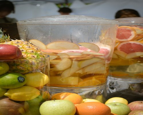 A pitcher of fresh fruit water